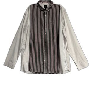A/X Armani Exchange Men's XXL Vertical Striped Paneled Long Sleeve Button Down